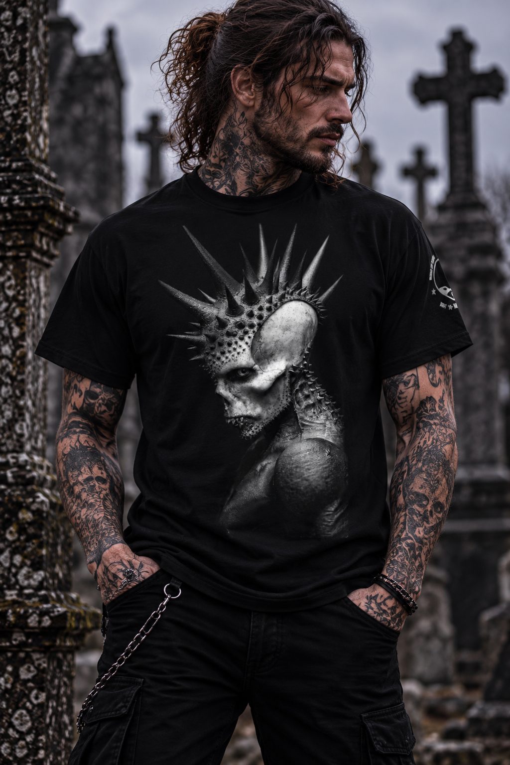 Punk Alien Tee — Dark Punk Mohawk Alien Graphic T-Shirt