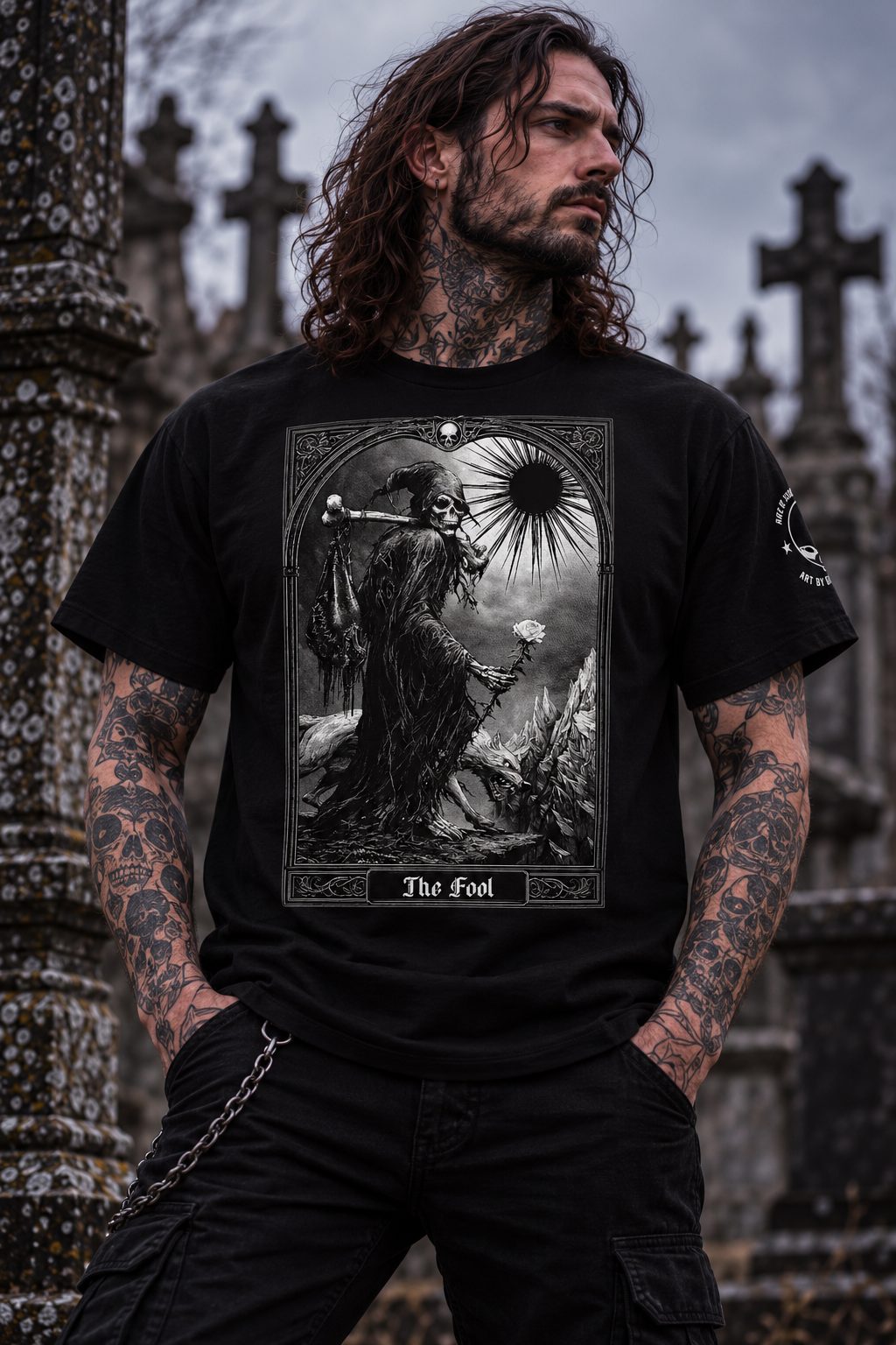 The Fool Tarot Card Gothic T-Shirt